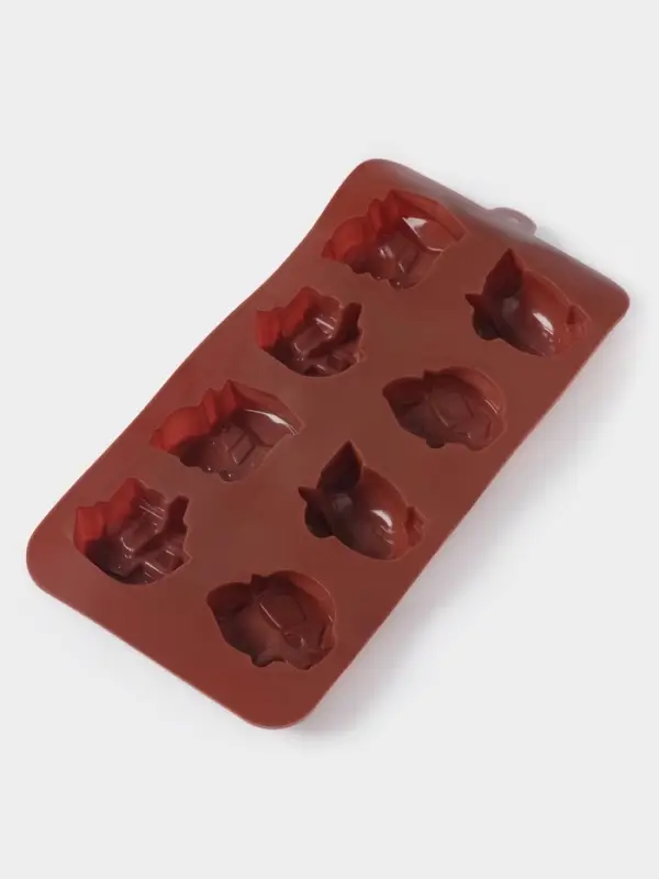 Форма для мармелада и шоколада Доляна &laquo;Машинки&raquo;, силикон, 21&times;11 см, 8 ячеек (4.3&times;3.5 см), коричневая