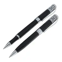 Набор подарочных ручек Calligrata &laquo;Гравюра&raquo;, 2 штуки (капиллярная и шариковая), в футляре кожзам, корпус чёрный