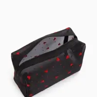 Косметичка женская HEARTS, с рисунком, сетка, на молнии, чёрная