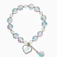 Браслет детский "Выбражулька" сердце с подвеской бусина, цвет голубой в серебре