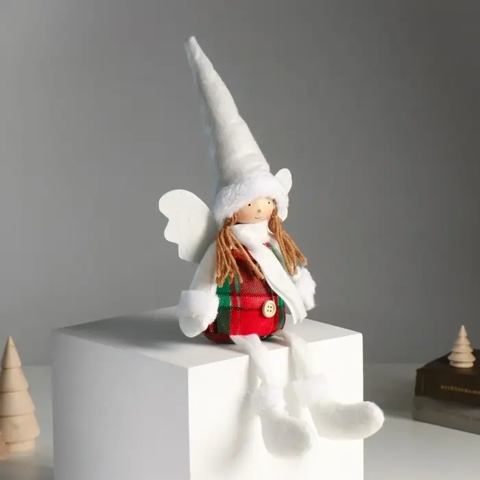 Кукла интерьерная Кукла интерьерная "Ангелочек в красно-зелёном сарафане" длинные ножки 16х8х40 см