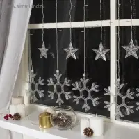 Гирлянда &laquo;Бахрома&raquo; 2.4&times;0.9 м с насадками &laquo;Снежинки&raquo;, IP20, прозрачная нить, 150 LED, свечение мульти, 8 режимов, 220 В