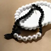 Бусы &laquo;Бантик&raquo;, крупный жемчуг, шар №12-18, черно-белые, 41 см