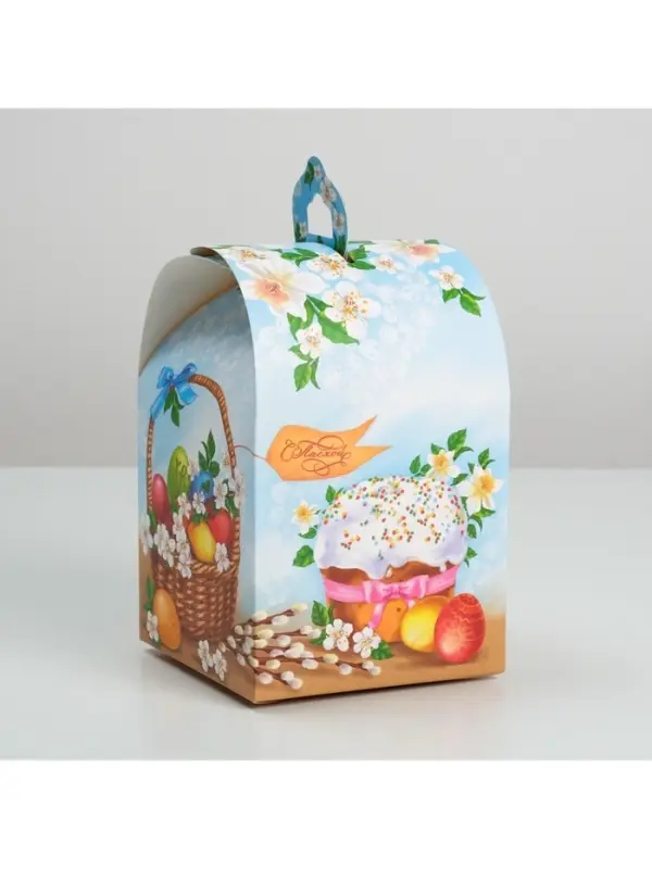 Коробка кондитерская складная, упаковка на Пасху &laquo;Вкусный Кулич&raquo;, 16.5&times;14.5&times;21 см