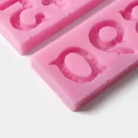 Молд для заливки шоколада &laquo;Цифры с узором&raquo;, 2 шт., 10 ячеек, силикон, 16.6&times;10.5 см, розовый