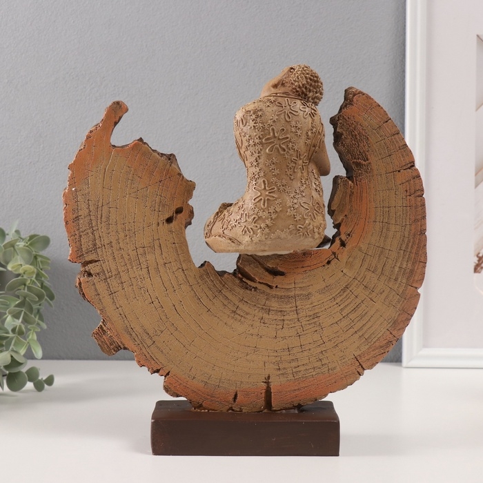 Сувенир полистоун Сувенир полистоун "Будда расслабленный в разрезе дерева" 6,5х27х27 см