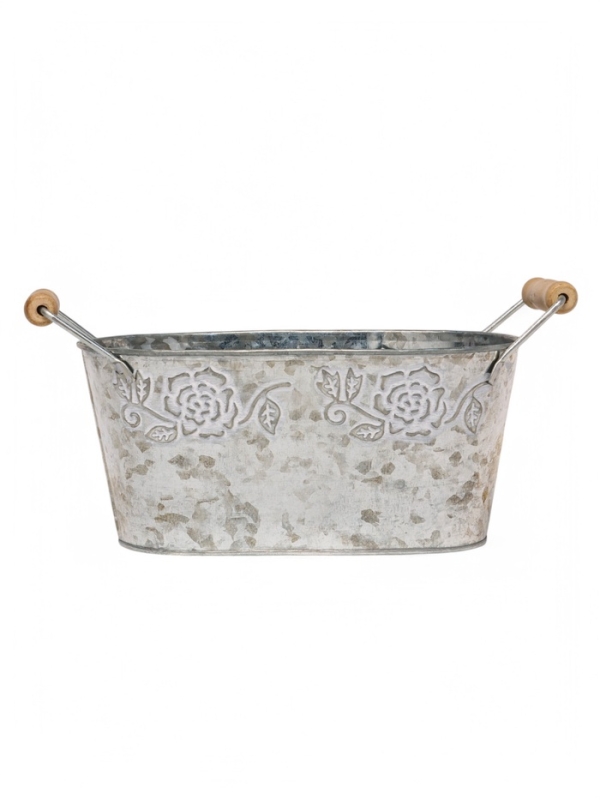 Кашпо с деревянными ручками "Бонсай Альва" 21х12х10см, овальный