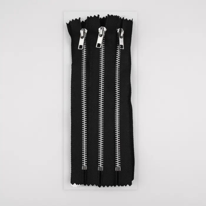 Молния металлическая, №5, неразъёмная, замок автомат, 18 см, чёрная