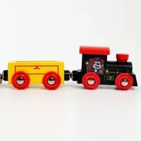 Паровоз магнитный деревянный, 3 вагона