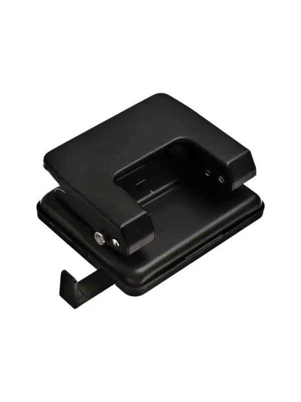 Дырокол металлический, 20 листов, OfficeSpace, линейка, черный