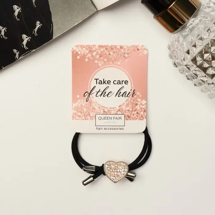 Резинка для волос Резинка для волос "Гемма" сердце, 4,5 см, серебро