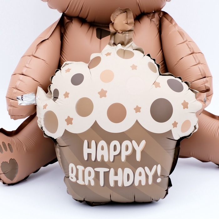 Воздушный шар фольгированный 23 Воздушный шар фольгированный 23" «Мишка с тортом», фигура