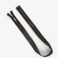 Молния металлическая, №3, неразъёмная, замок автомат, 60 см, декоративная, чёрная