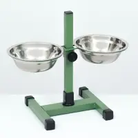 Подставка с мисками, 2&times;500 мл, высота 30 см, разборная, зелёная