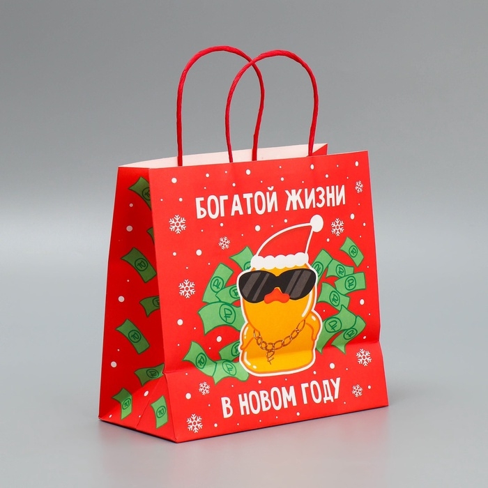 Пакет подарочный новогодний крафтовый «Что-то на богатом», 22 х 22 х 11 см Пакет подарочный новогодний крафтовый «Что-то на богатом», 22 х 22 х 11 см