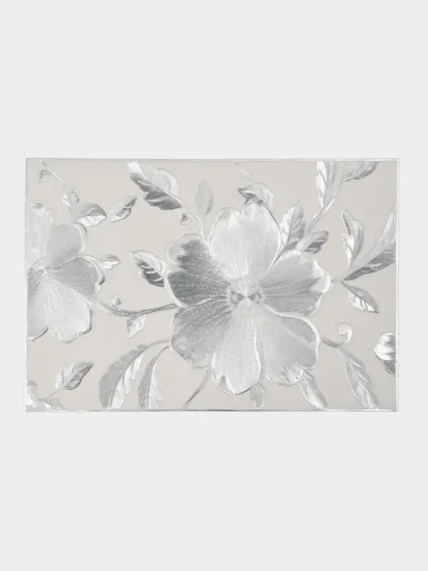 Набор салфеток для стола Доляна &laquo;Цветы&raquo;, 44.5&times;30 см, 4 шт., ПВХ, серебристый