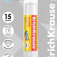 Клей-карандаш, ErichKrause Crystal, PVP, прозрачный, 15 г