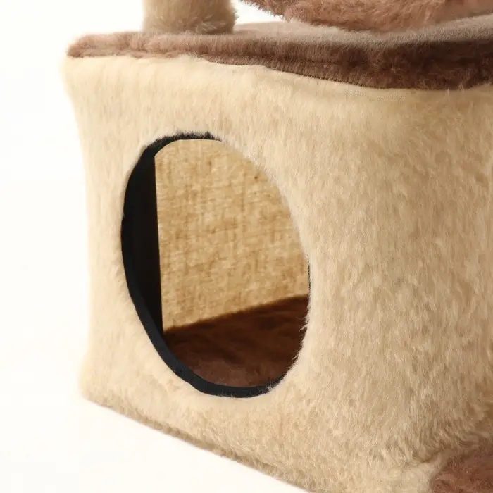 Комплекс для кошек, 33&times;76&times;105 см, разборный, с когтеточкой, с гамаком, бежевый