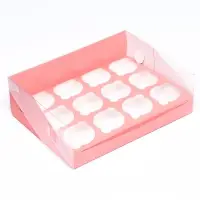Кондитерская складная коробка для 12 капкейков 31×23.5×10 см, розовая