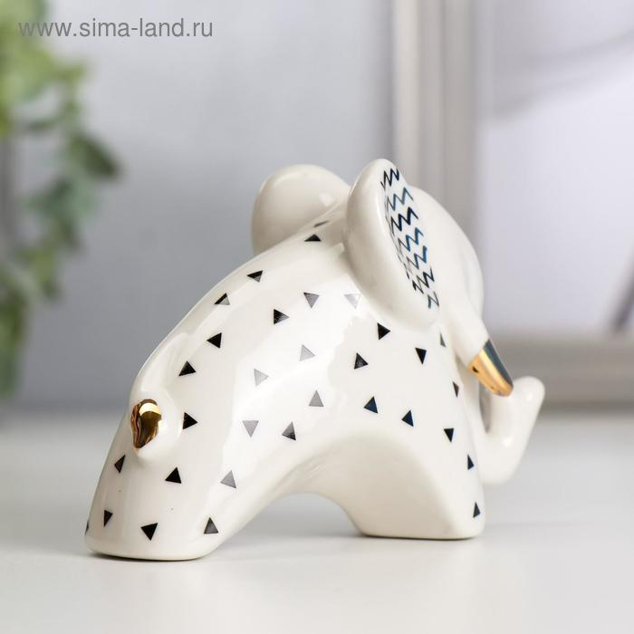 Сувенир керамика Сувенир керамика "Слонёнок с зигзагом на ушках" бело-чёрный с золотом 7х4,2х9,8 см