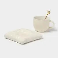 Чайная пара &laquo;Зефирка&raquo;, 3 предмета: чашка 250 мл, блюдце d=13.7 см, ложка, керамика, бежевая