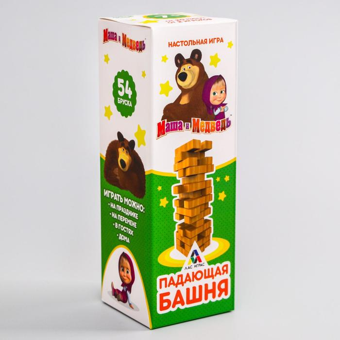 Игра падающая башня, Маша и Медведь, 54 бруска Игра падающая башня, Маша и Медведь, 54 бруска