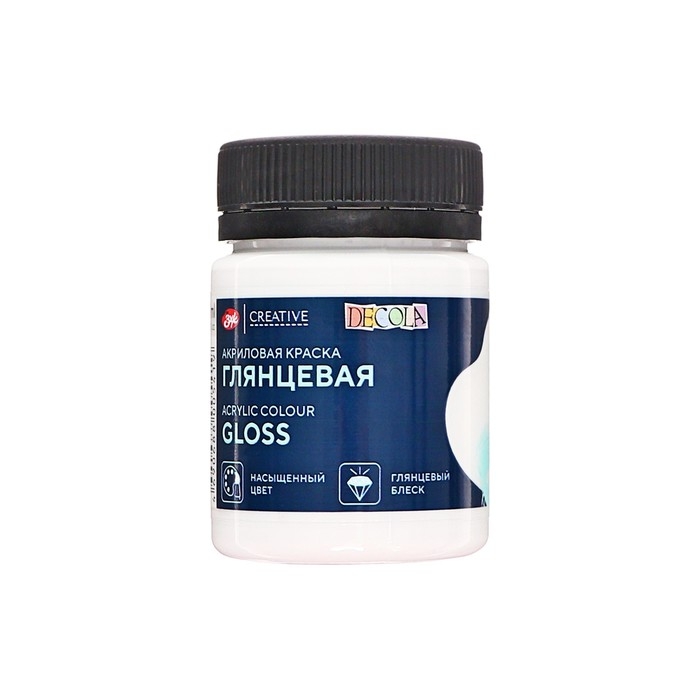 Краска акриловая глянцевая 50 мл, ЗХК Decola, белая, 2928104 Краска акриловая глянцевая 50 мл, ЗХК Decola, белая, 2928104