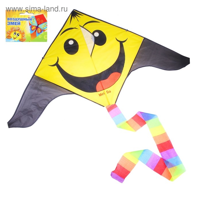 Воздушный змей «Широкая улыбка», 90х150 см, с леской Воздушный змей «Широкая улыбка», 90х150 см, с леской