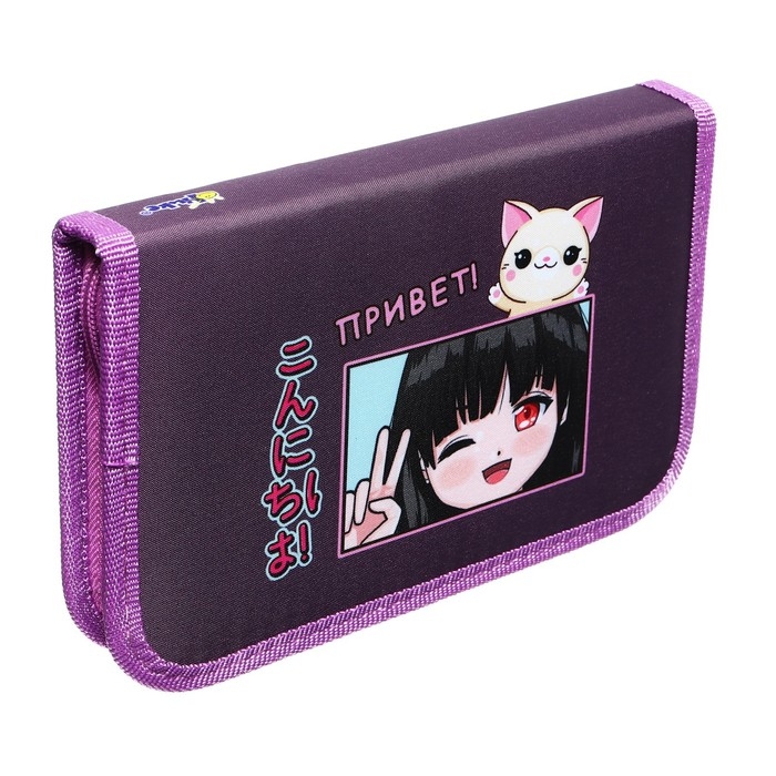 Пенал 1 секция, 135 х 212 х 26 мм, текстильный, ПКТ 04-20 МАХ, Пенал 1 секция, 135 х 212 х 26 мм, текстильный, ПКТ 04-20 МАХ, "Аниме друзья" 70635