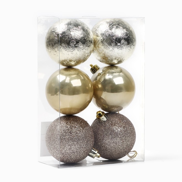 Новогодние шары ёлочные, на Новый год, d=6 см, 6 шт., цвет жемчужный Новогодние шары ёлочные, на Новый год, d=6 см, 6 шт., цвет жемчужный