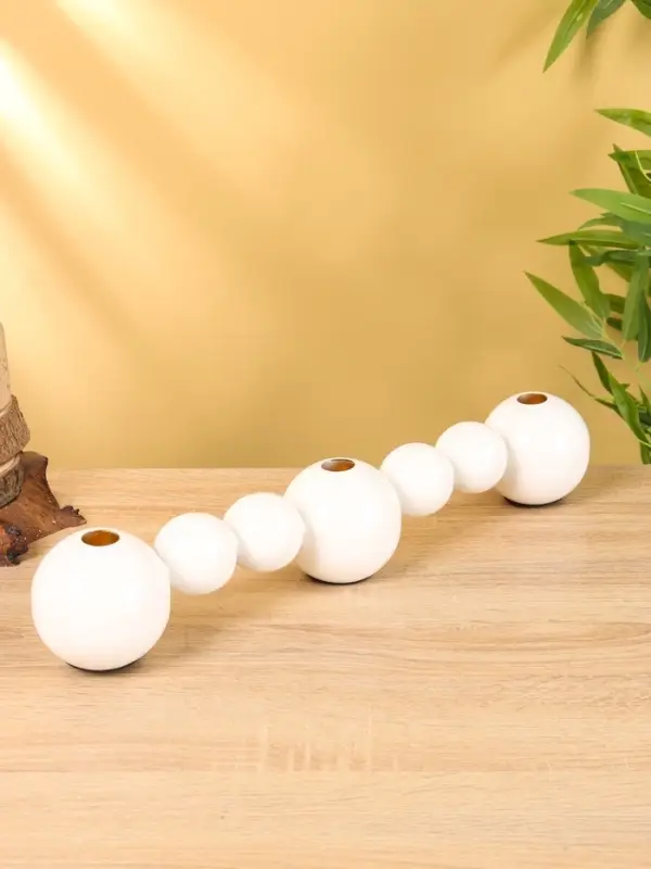 Подсвечник на 3 свечи «Бусы», с 7 сферами, 45×8×8 см, белый Подсвечник на 3 свечи «Бусы», с 7 сферами, 45×8×8 см, белый