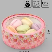 Коробка подарочная тубус с окном &laquo;Розовые цветы&raquo;, 16&times;16&times;5 см