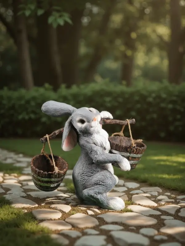 Садовая фигура полистоуна &laquo;Заяц с коромыслом&raquo;, 35 см