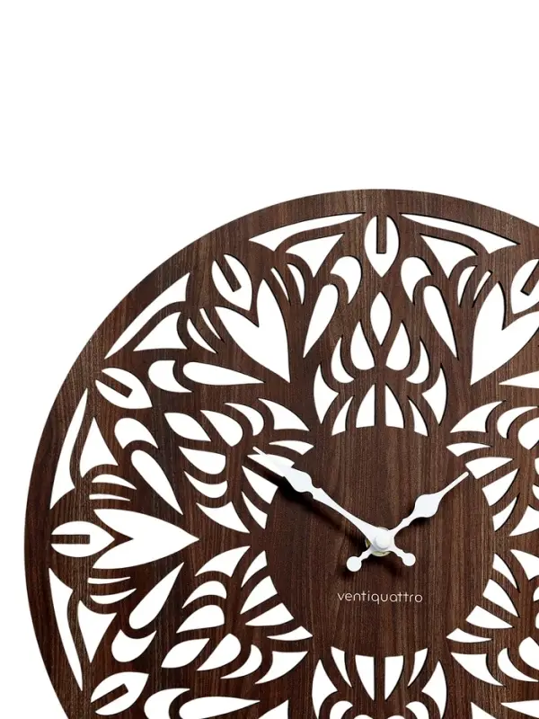 Часы настенные Tenero, интерьерные, плавный ход, d=33.5 см, ажурные, коричневые