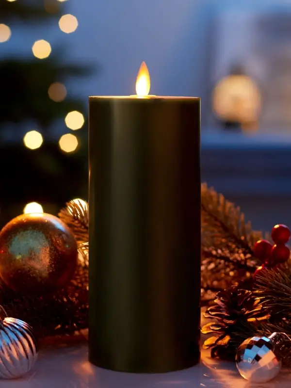 Светодиодная свеча восковая &laquo;Глубокий зеленый&raquo;, 20&times;7 см, от батареек АААx3, свечение тёплое белое