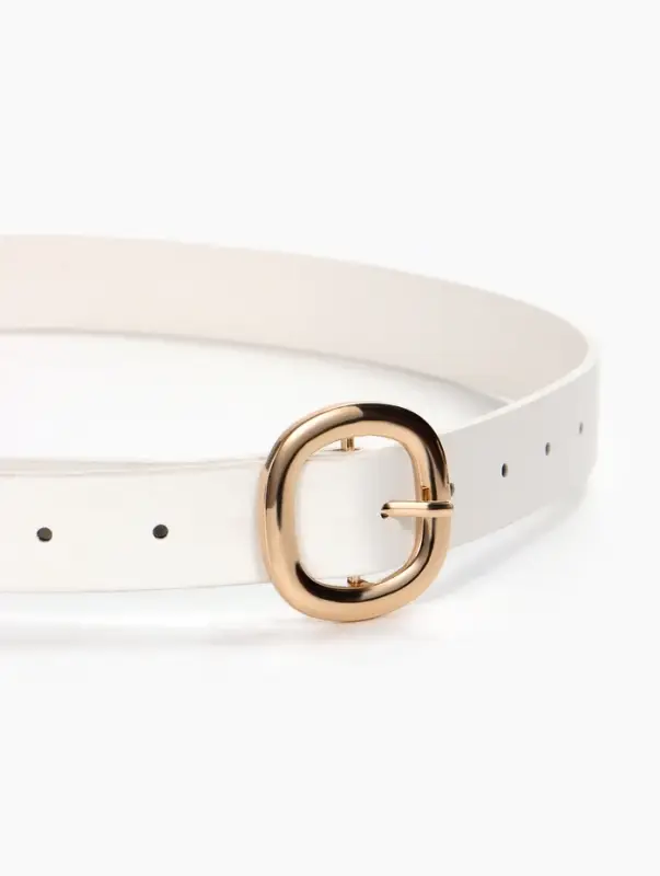 Ремень женский, 2.8&times;105 см, 1 прокол, золотистая пряжка, белый
