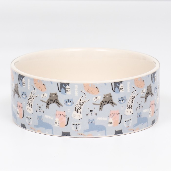 Миска керамическая Миска керамическая "Абстракционизм котов" 300мл, 11,5 х 5 см, бело-голубая