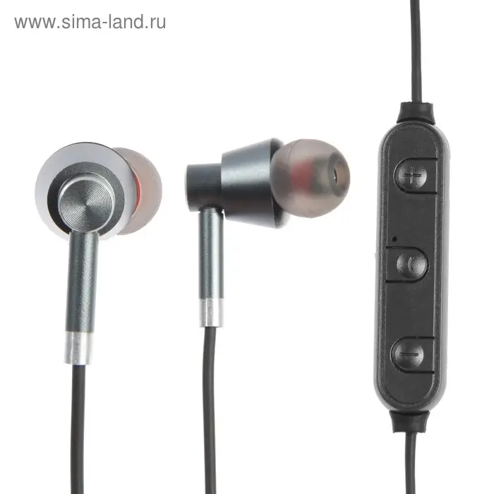 Наушники LuazON VBT 1.4, беспроводные, вакуумные, магнитные, Bluetooth 4.2, 90 мАч, серые