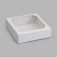 Коробка складная, крышка-дно,с окном, белая, 23 х 23 х 6,5 см