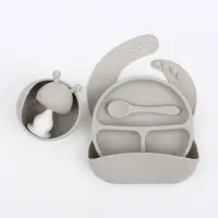 Набор детской посуды для кормления силиконовый с прорезывателем, 5 предм., M&B