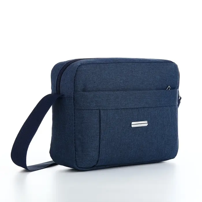 Сумка кросс-боди мужская на молнии, 2 наружных кармана, 27&times;10&times;20 см, синяя