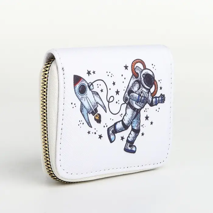 Кошелёк на молнии &laquo;Космонавт&raquo;, маленький, детский, белый