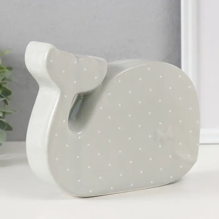 Копилка для денег &laquo;Китёнок в горох&raquo;, керамика, серый, 21.5&times;5.2&times;18.2 см