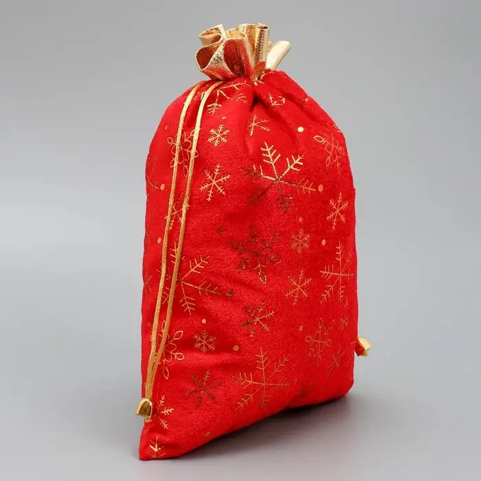 Мешочек подарочный «С Новым счастьем», снежинки, тиснение, 20 х 30 см Мешочек подарочный «С Новым счастьем», снежинки, тиснение, 20 х 30 см