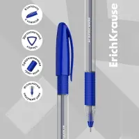 Ручка шариковая ErichKrause U-109 Classic Stick&Grip, узел 1.0 мм, чернила синие, резиновый держатель, длина линии письма 1000 метров Ручка шариковая ErichKrause U-109 Classic Stick&Grip, узел 1.0 мм, чернила синие, резиновый держатель, длина линии письма 1000 метров