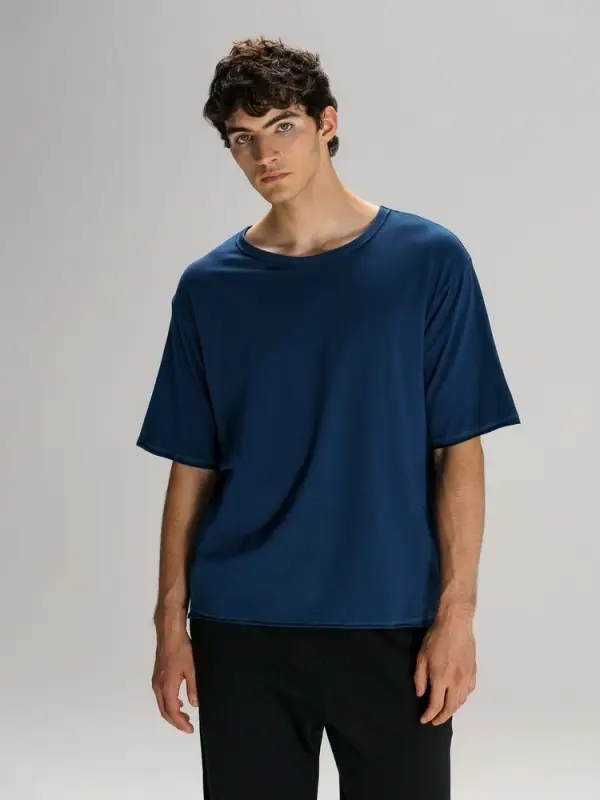 Футболка оверсайз унисекс Vozduh, темно-синяя, размер XS/S Футболка оверсайз унисекс Vozduh, темно-синяя, размер XS/S