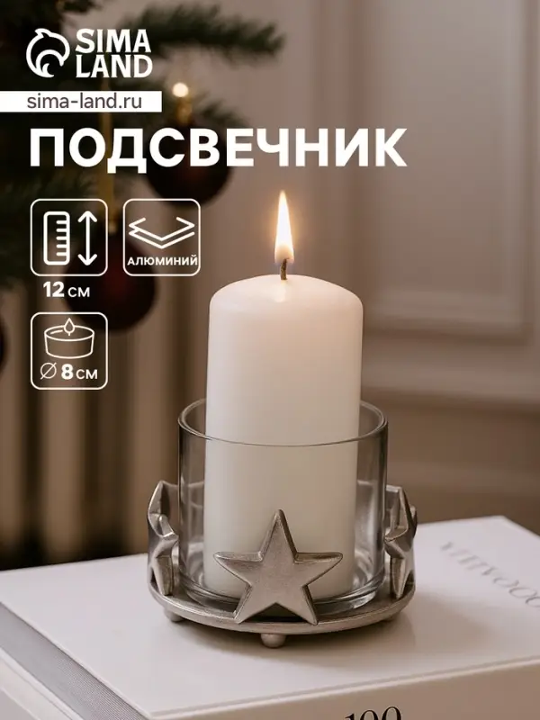 Подсвечник со стеклом &laquo;Созвездие&raquo;, 11&times;11&times;12 см, алюминий