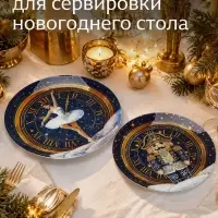 Тарелки &laquo;Новый год&raquo;, d=20/23 см, набор 2 шт., стекло, синие