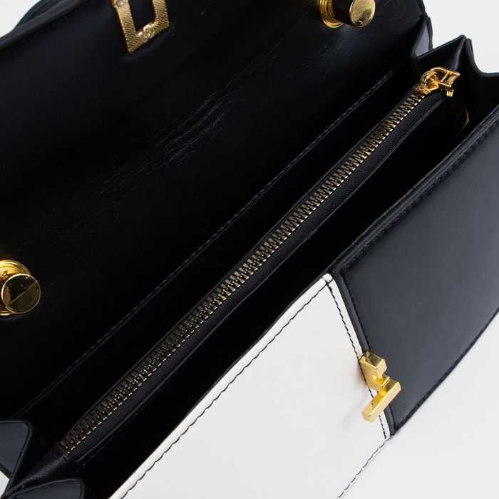 Сумка-мессенджер на клапане, цвет белый/чёрный Сумка-мессенджер на клапане, цвет белый/чёрный