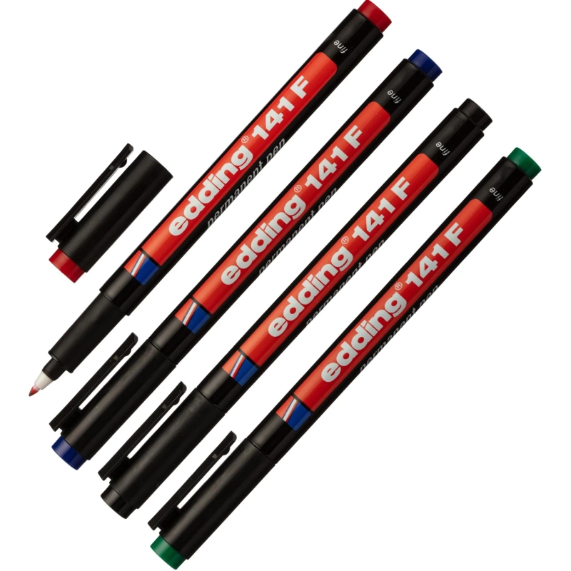 Маркер для глянц.поверх. EDDING E-141 F/4 (0,6мм) набор 4цв.